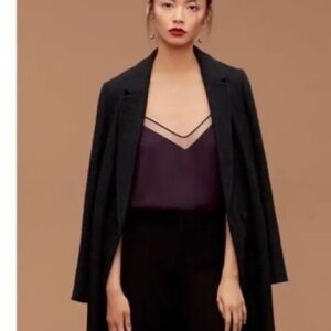 Babaton Aritzia XS Galen Camisole Adjustable Mesh Burgundy V-Neck Tank Top